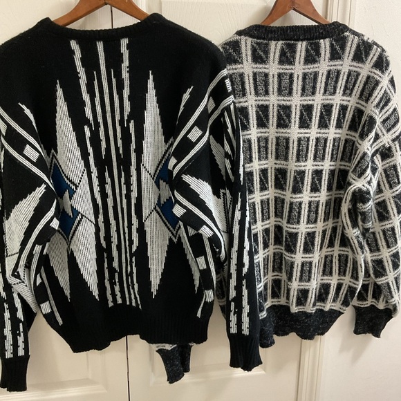 Lg/XL Mens Sweaters B&W Vtg 1990 Lot of 2 - Picture 2 of 4